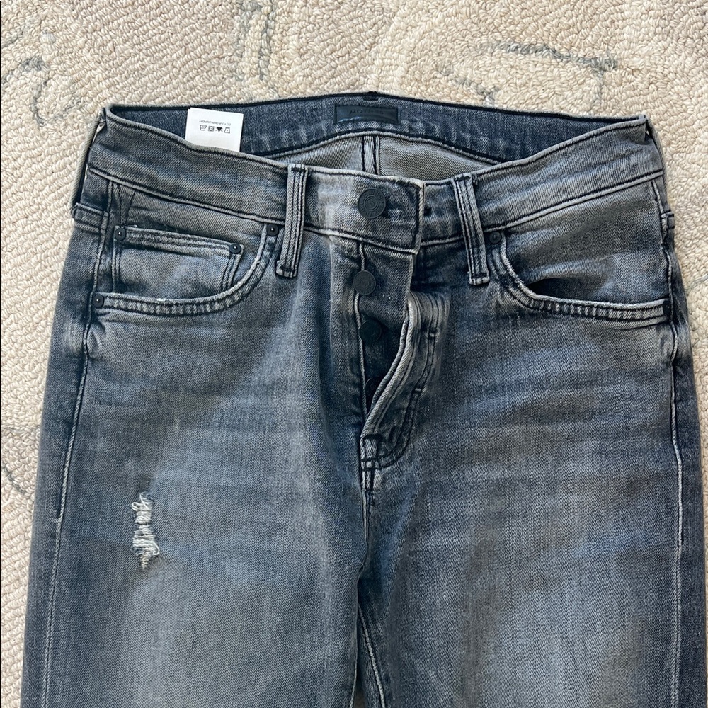 Mother Women's Washed Black High-Rise Button-Fly Jeans